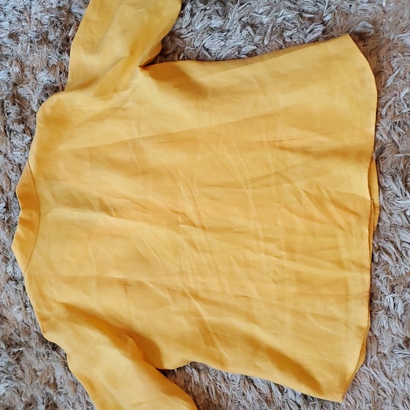 MARINA RINALDI yellow linen button down shirt - Picture 10 of 10